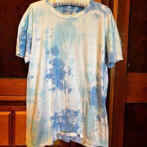 Buzz Men's Sky Blue and White Tie Dye T-Shirt Size Medium